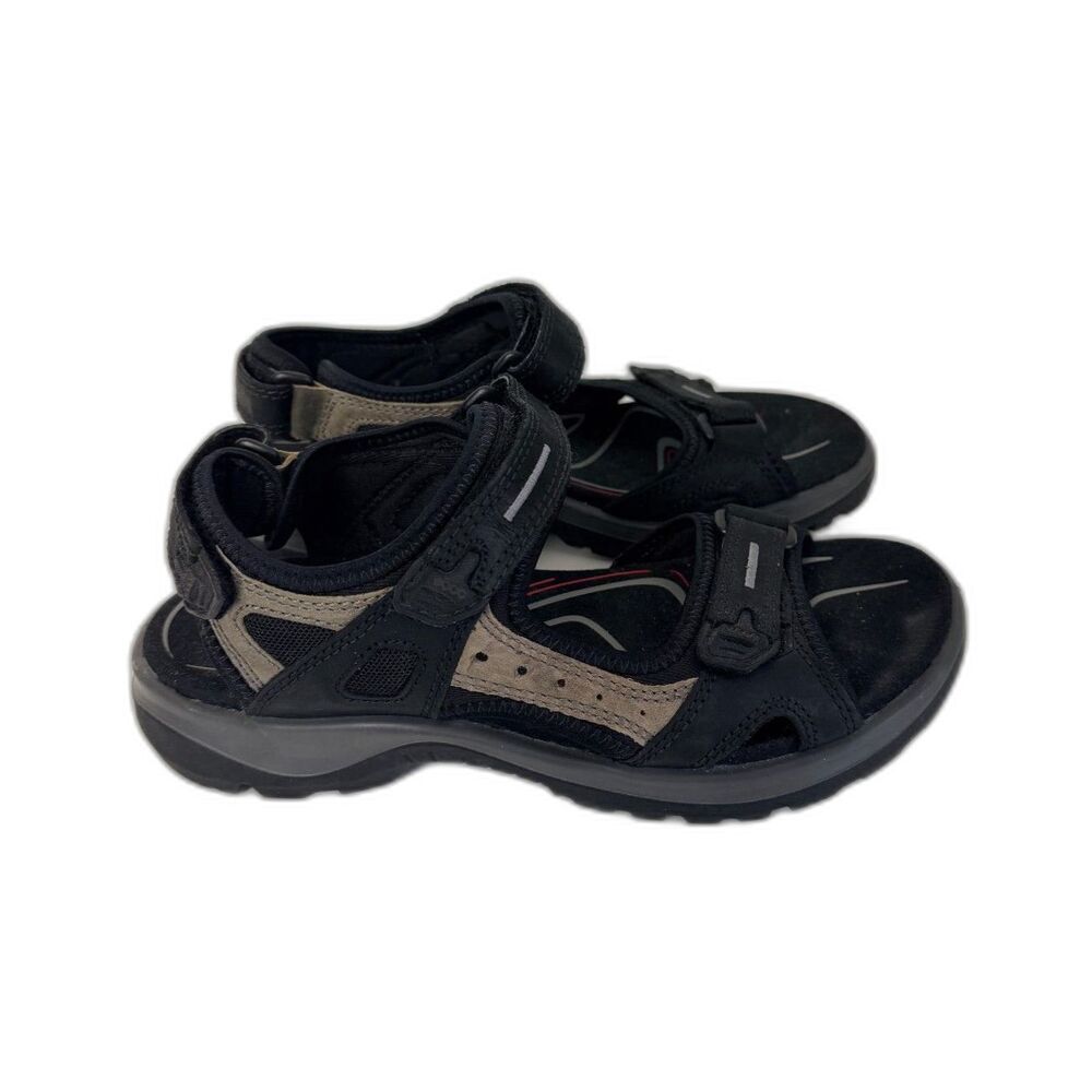ECCO Yucatan Womens 39 Black Leather Receptor Hiking Sport Sandals Outdoor